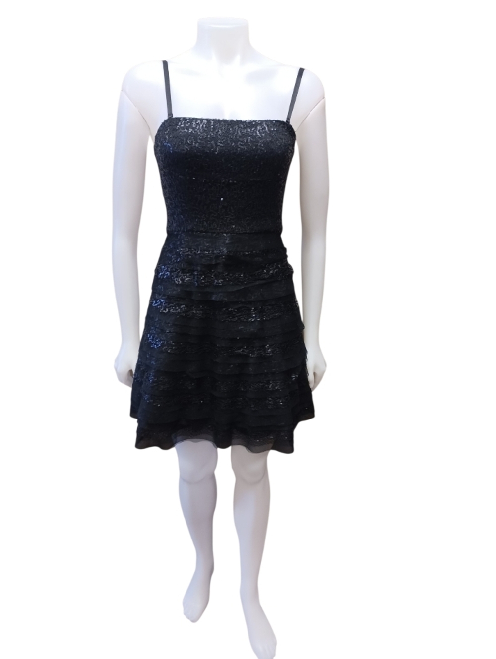 BCBGMAXAZRIA EUC LBD Mini Dress Black Sequins Size 2